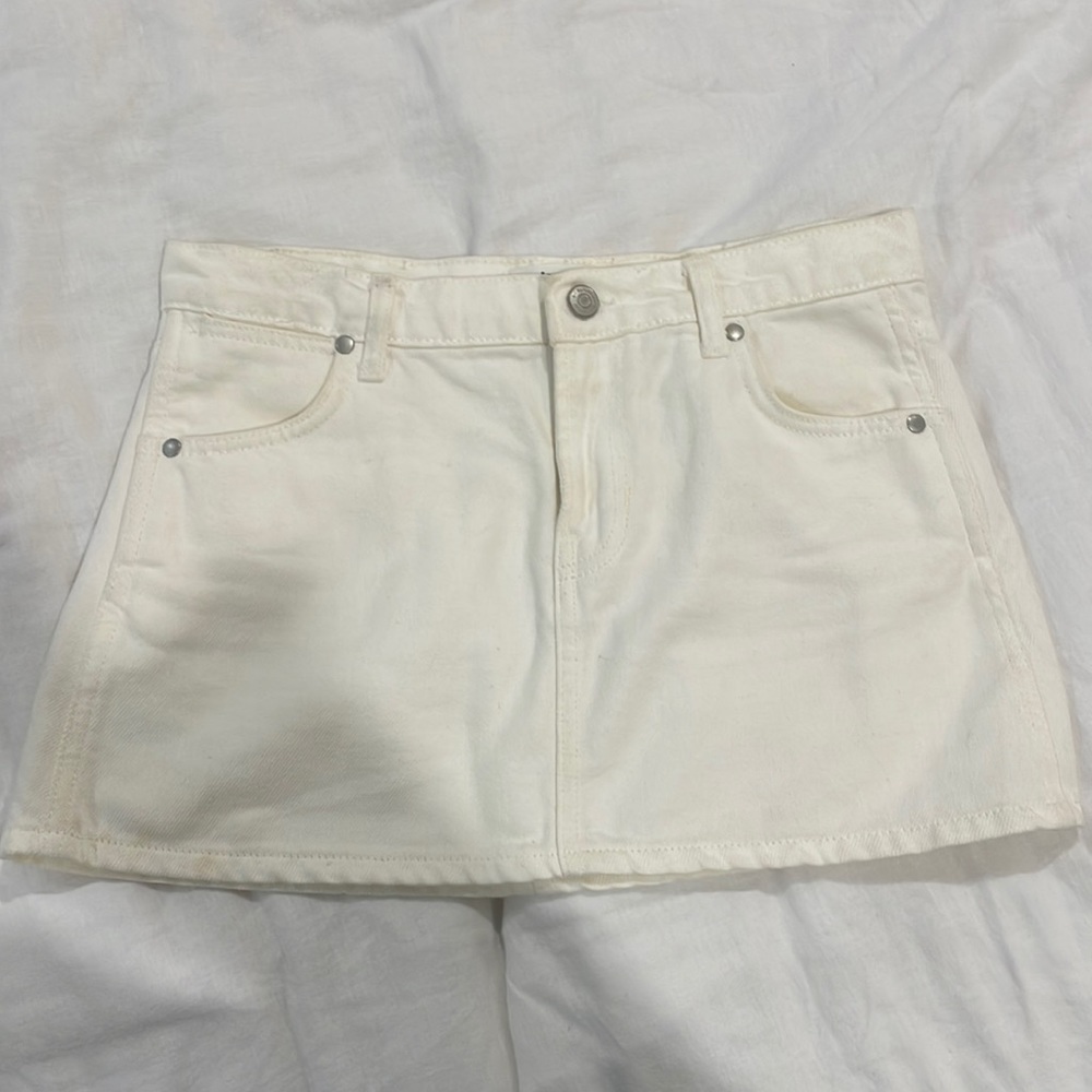 Reformation Ivory Denim Mini Skirt